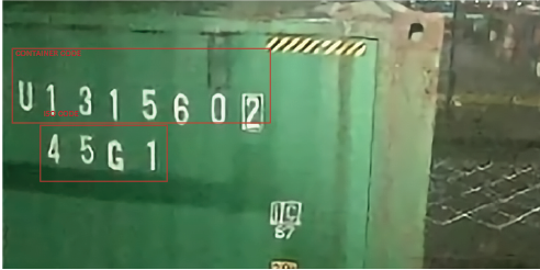 Stacker OCR detecting container ISO code from side panel markings at terminal