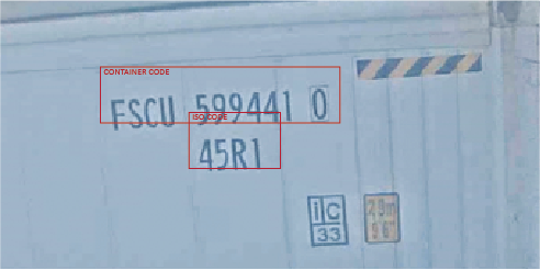 Stacker OCR result showing container code recognition on terminal equipment