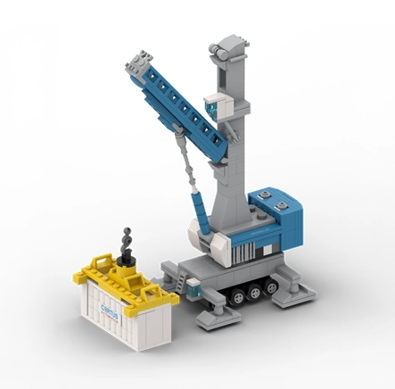 Customized LEGO mobile harbor crane corporate gift with branded details